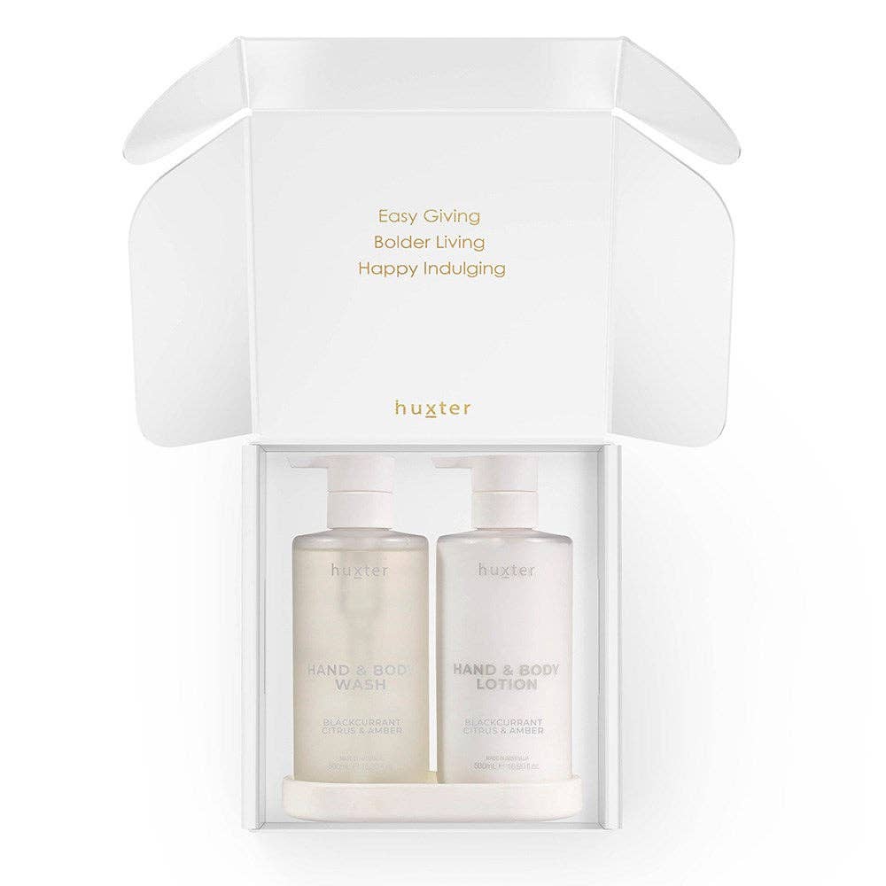 Limited Edition 500ml Wash and Lotion Gift Set (Blackcurrant, Citrus & Amber) by Huxter