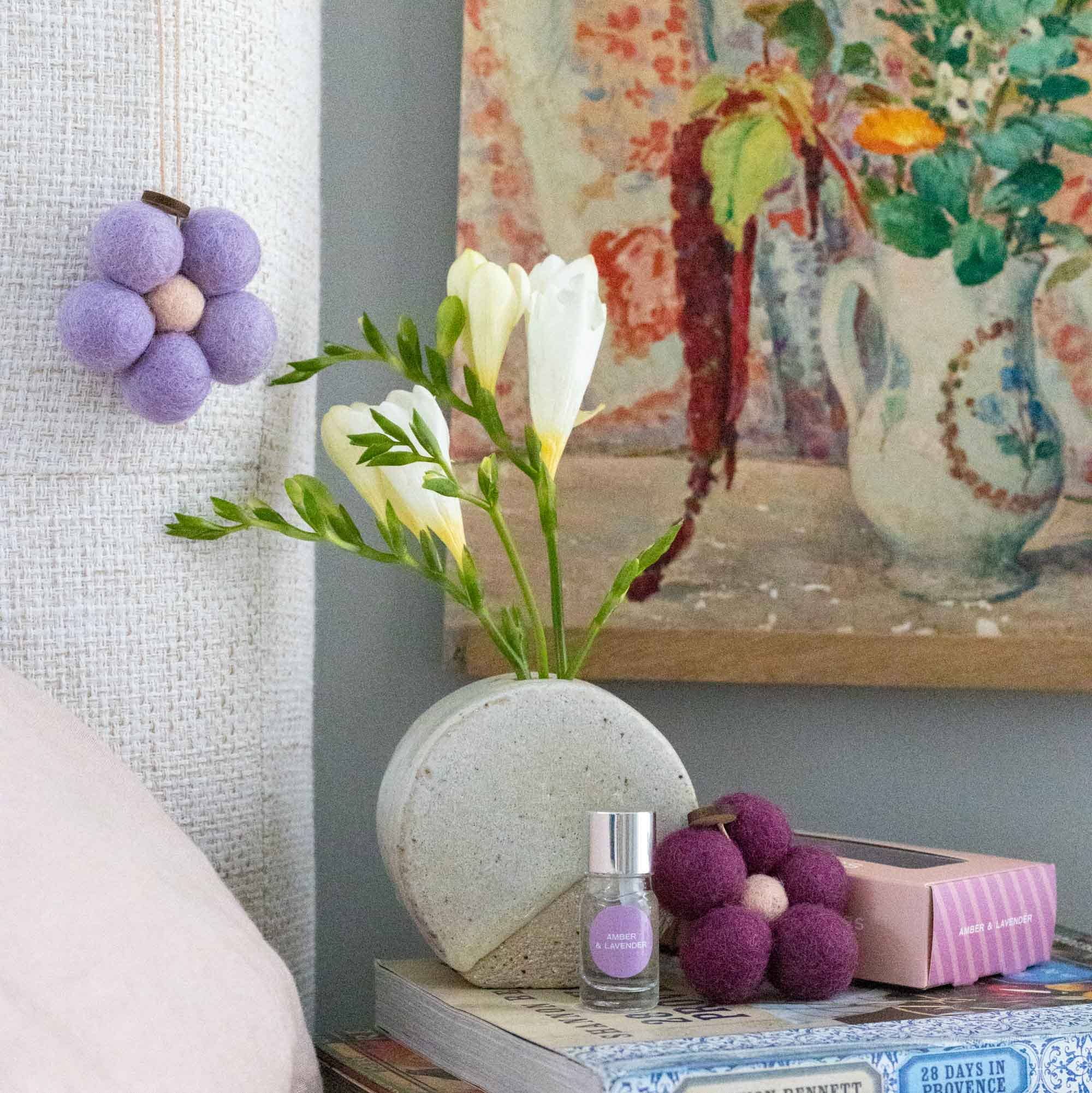 Amber & Lavender Felt Flower Fresheners by Home Dweller - Ivy & Wood