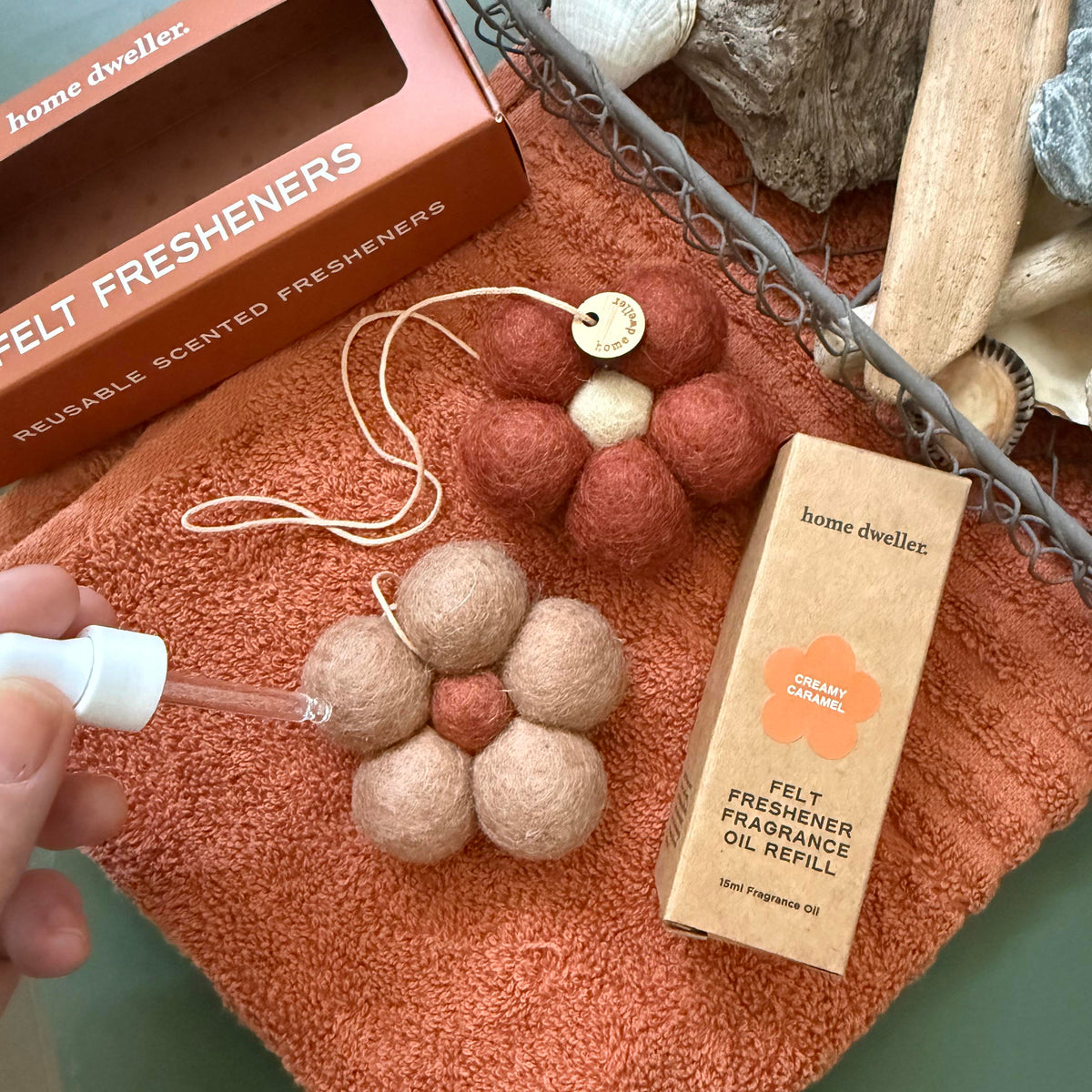 Creamy Caramel Felt Flower Home/Car Air Fresheners by Home Dweller