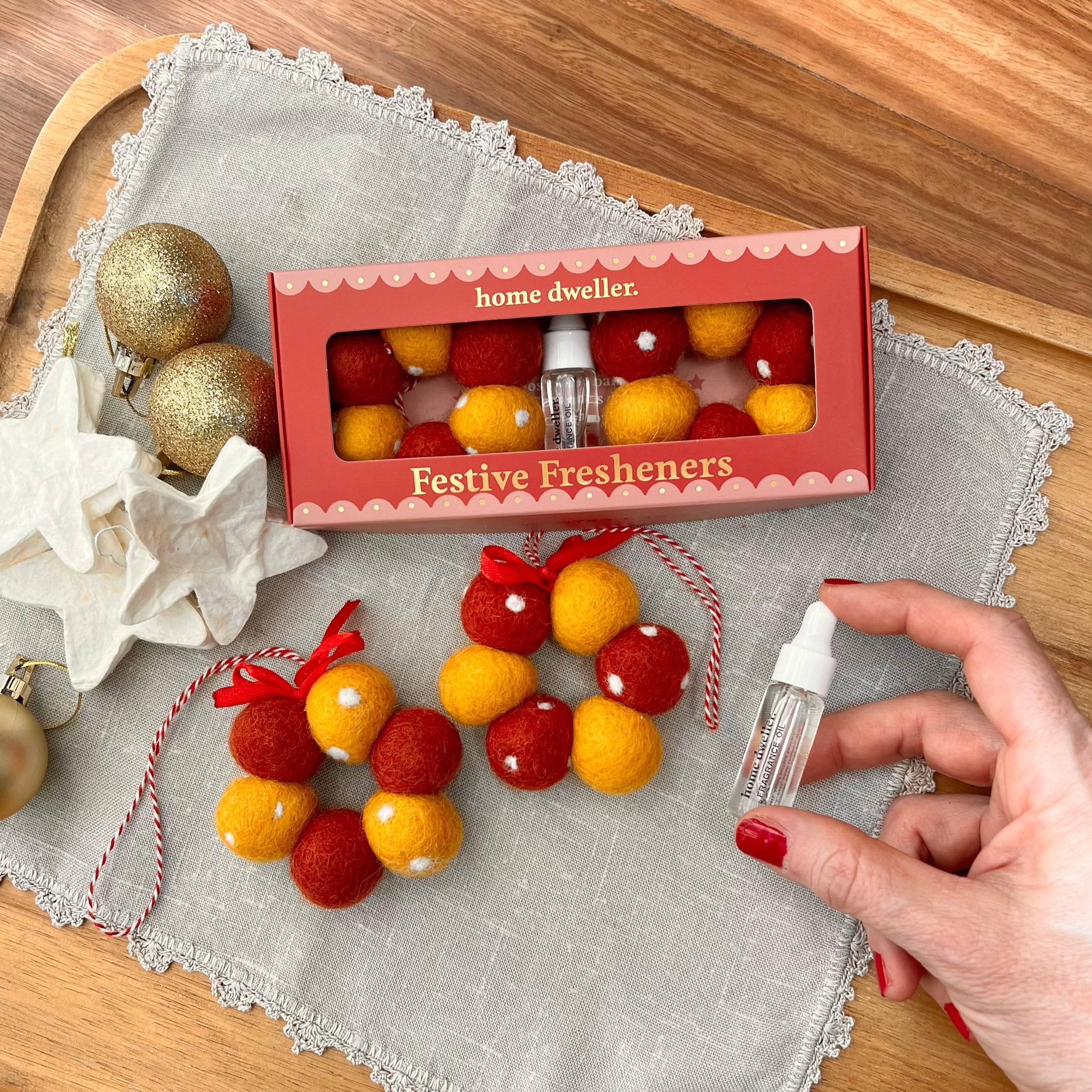 Festive Felt Scented Ornaments (Polka Dot) by Home Dweller