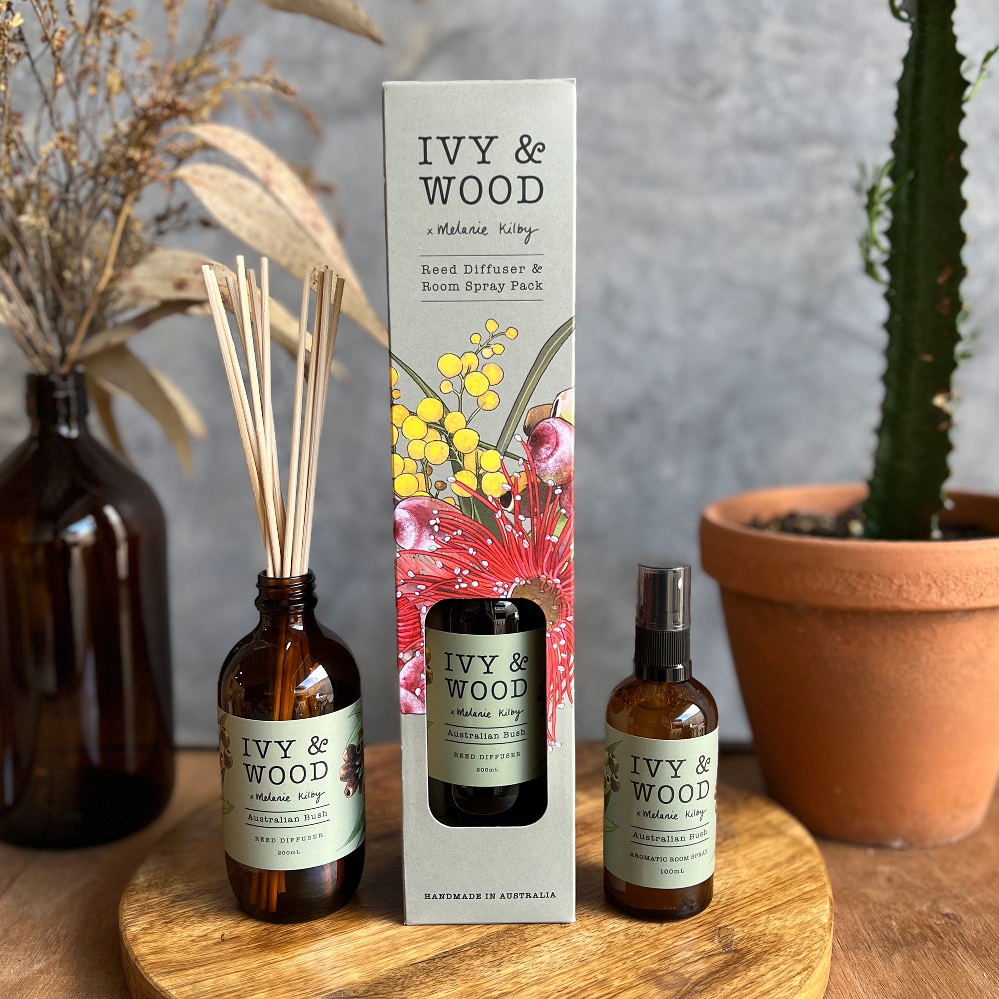 Australiana: Australian Bush Reed Diffuser & Room Spray Duo Pack - Ivy & Wood
