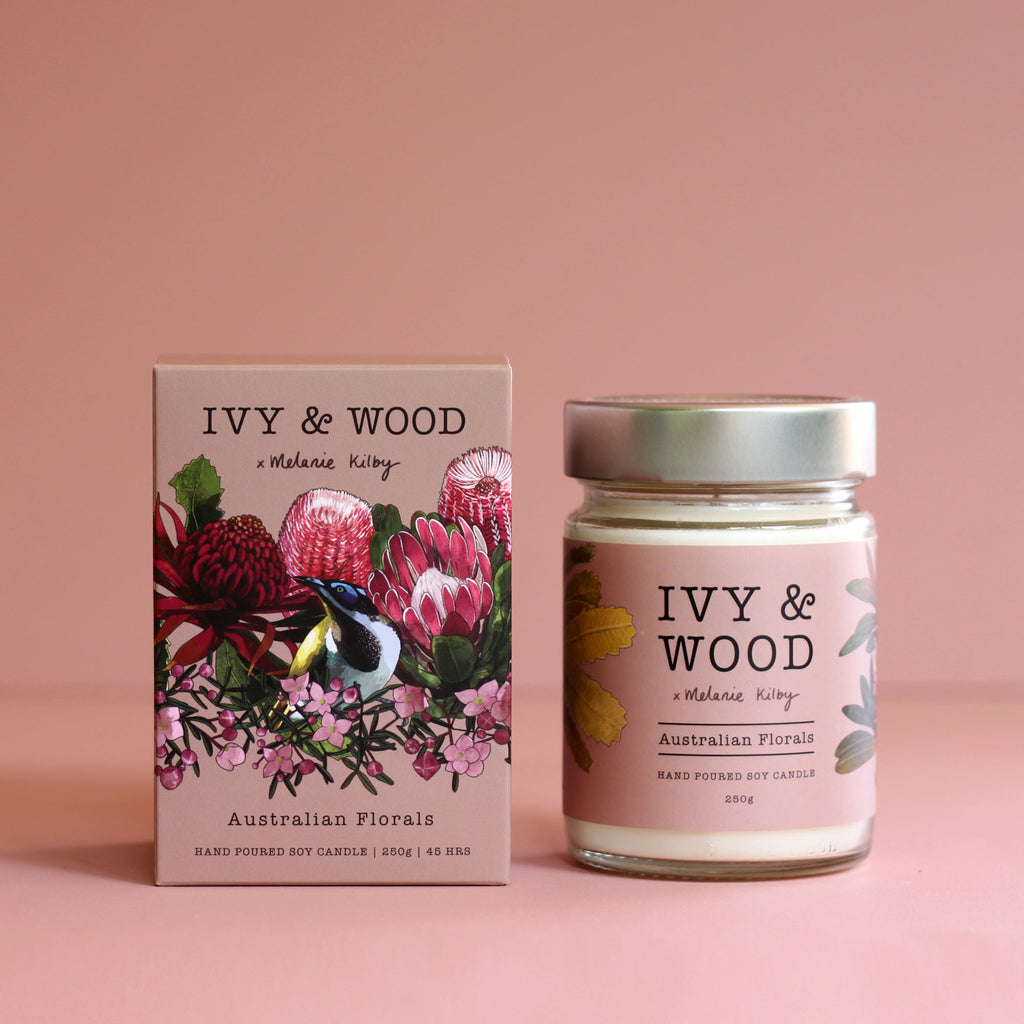 Australiana: Australian Florals Scented Candle - Ivy & Wood