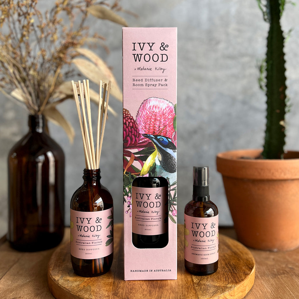 Australiana: Australian Florals Reed Diffuser & Room Spray Duo Pack - Ivy & Wood