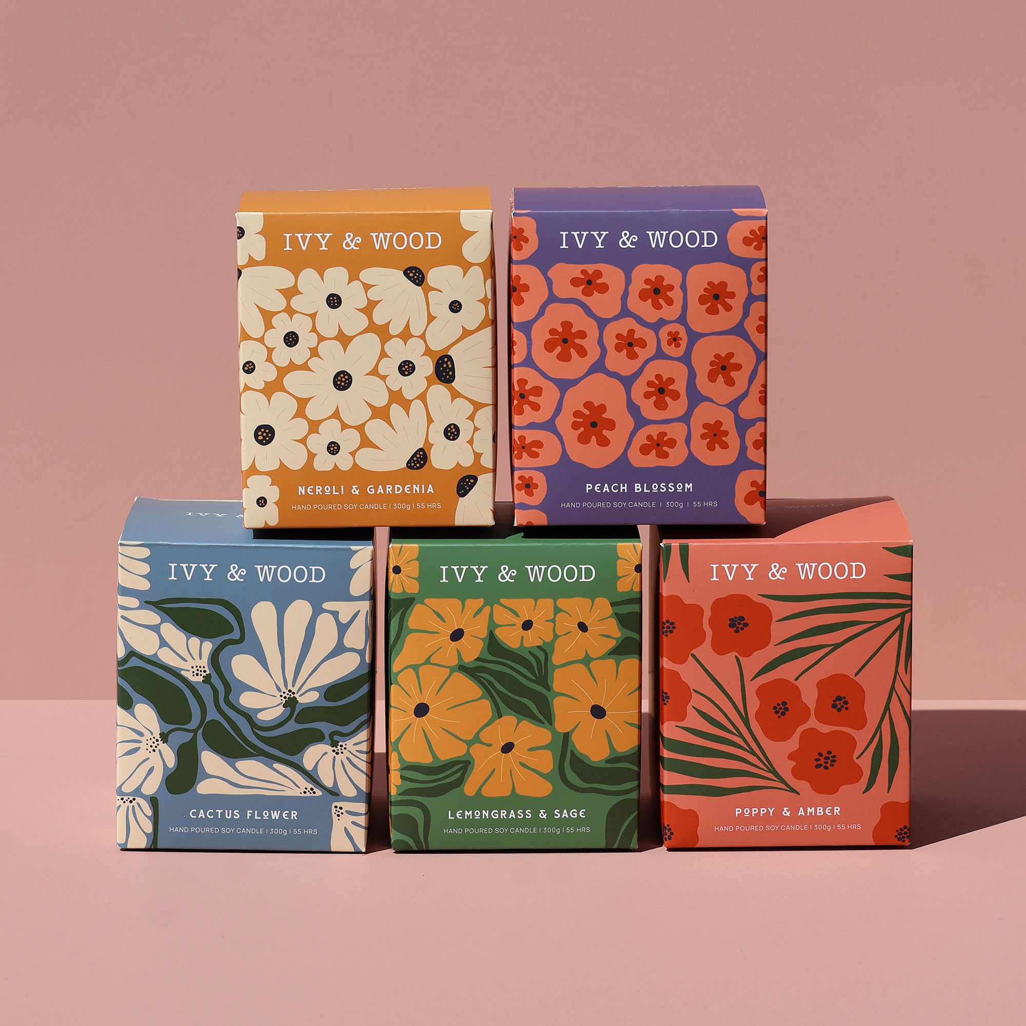 Flora Collection Scented Candle Bundle - Ivy & Wood