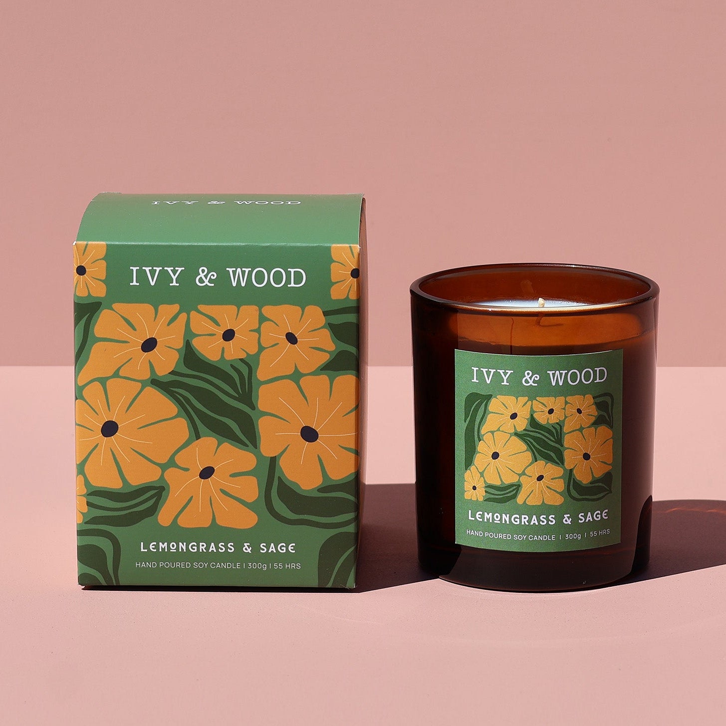 Lemongrass & Sage Scented Candle - Ivy & Wood