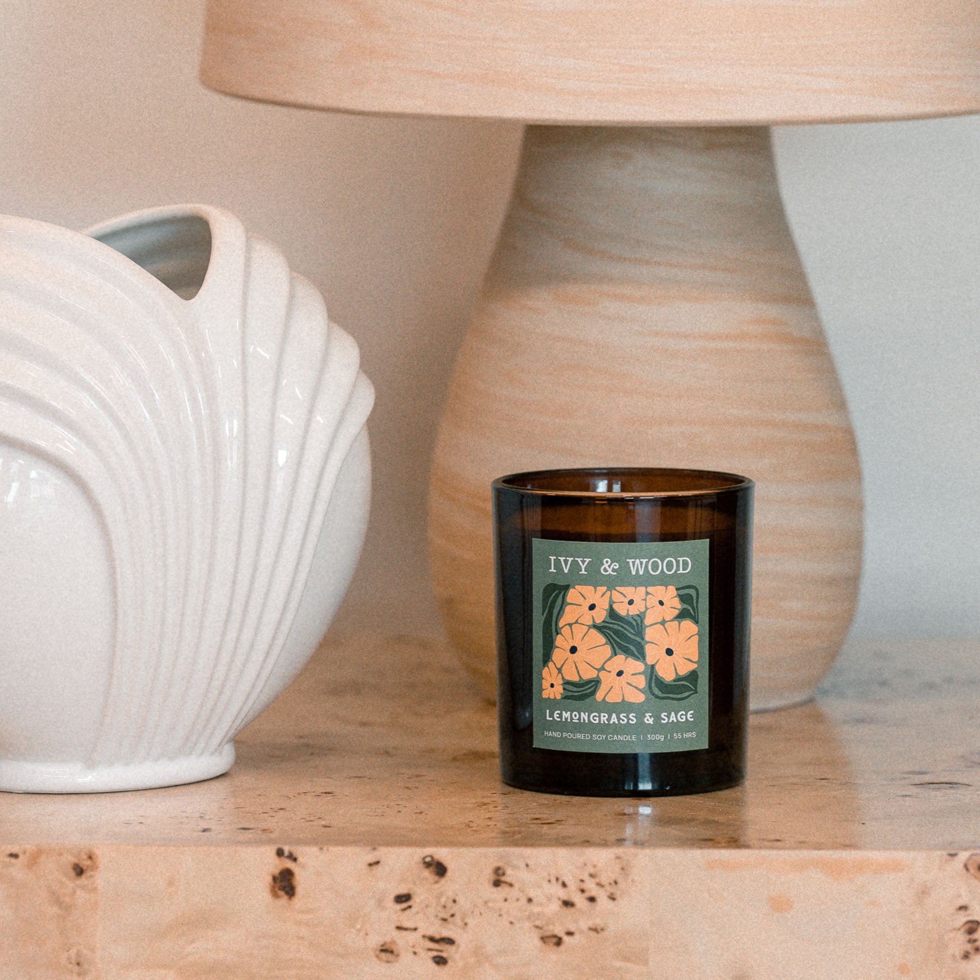 Lemongrass & Sage Scented Candle - Ivy & Wood