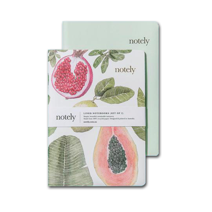 Perfectly Picked & Minty Leaf – A5 Notebook (Set of 2) by NOTELY - Ivy & Wood