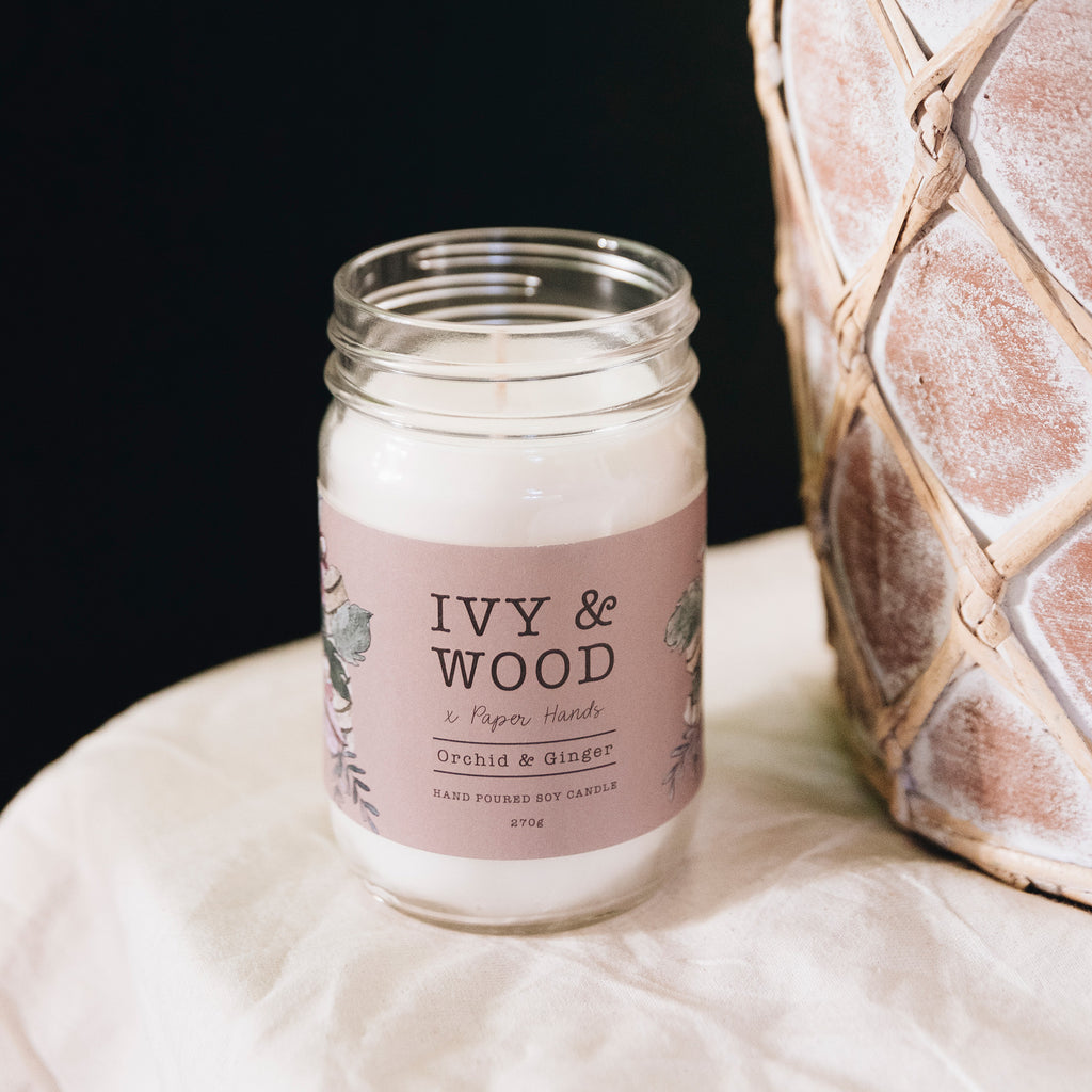 Botanical: Orchid & Ginger Scented Candle - Ivy & Wood