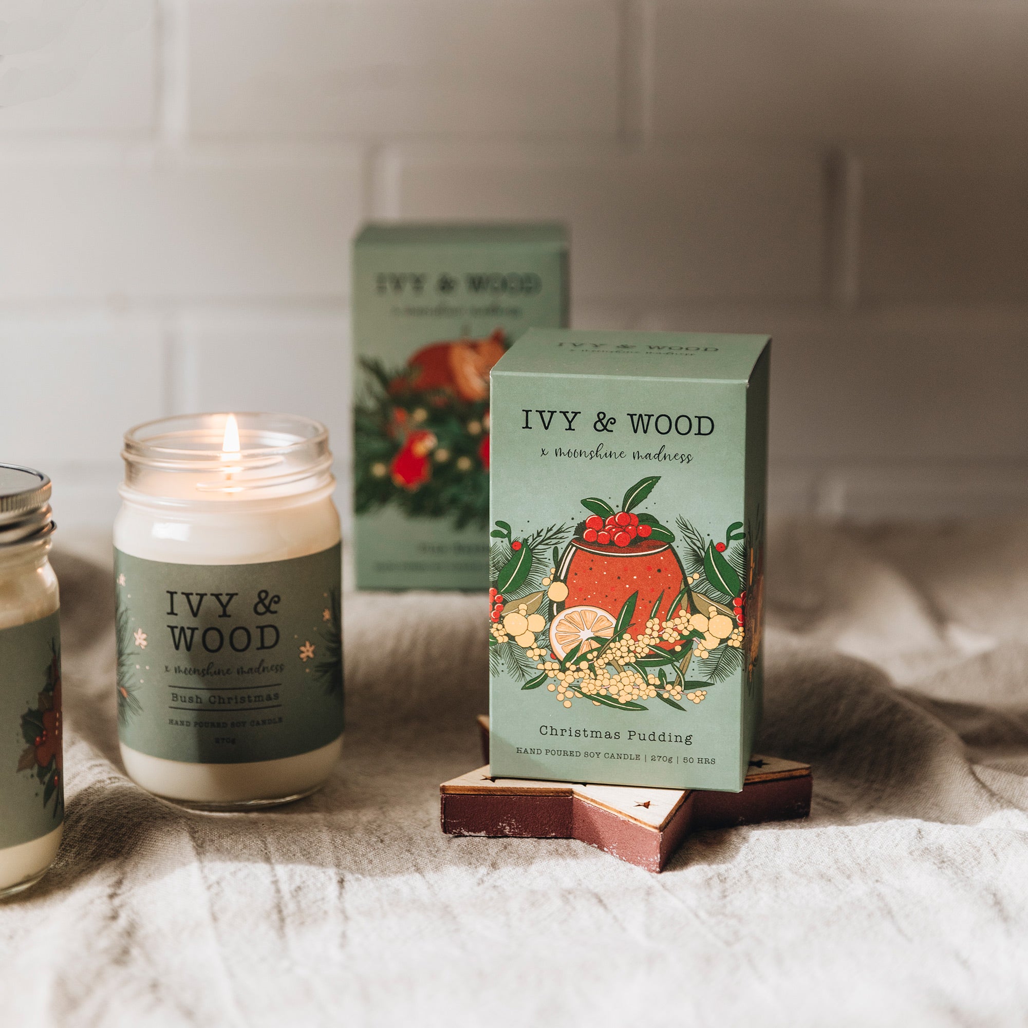 Christmas Pudding Limited Edition Mason Jar Soy Candle - Ivy & Wood - Australian Made