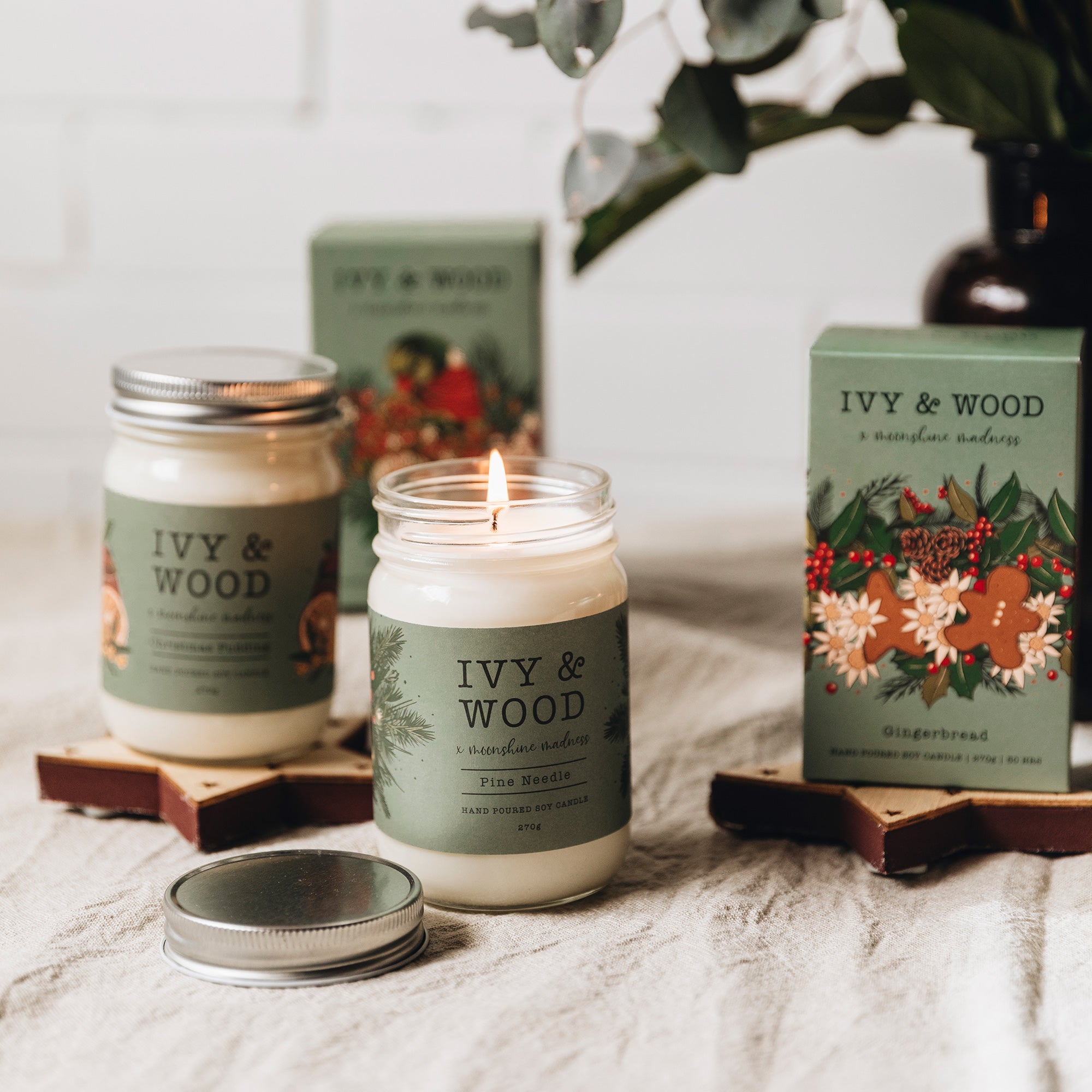 Christmas Pudding Limited Edition Mason Jar Soy Candle - Ivy & Wood - Australian Made
