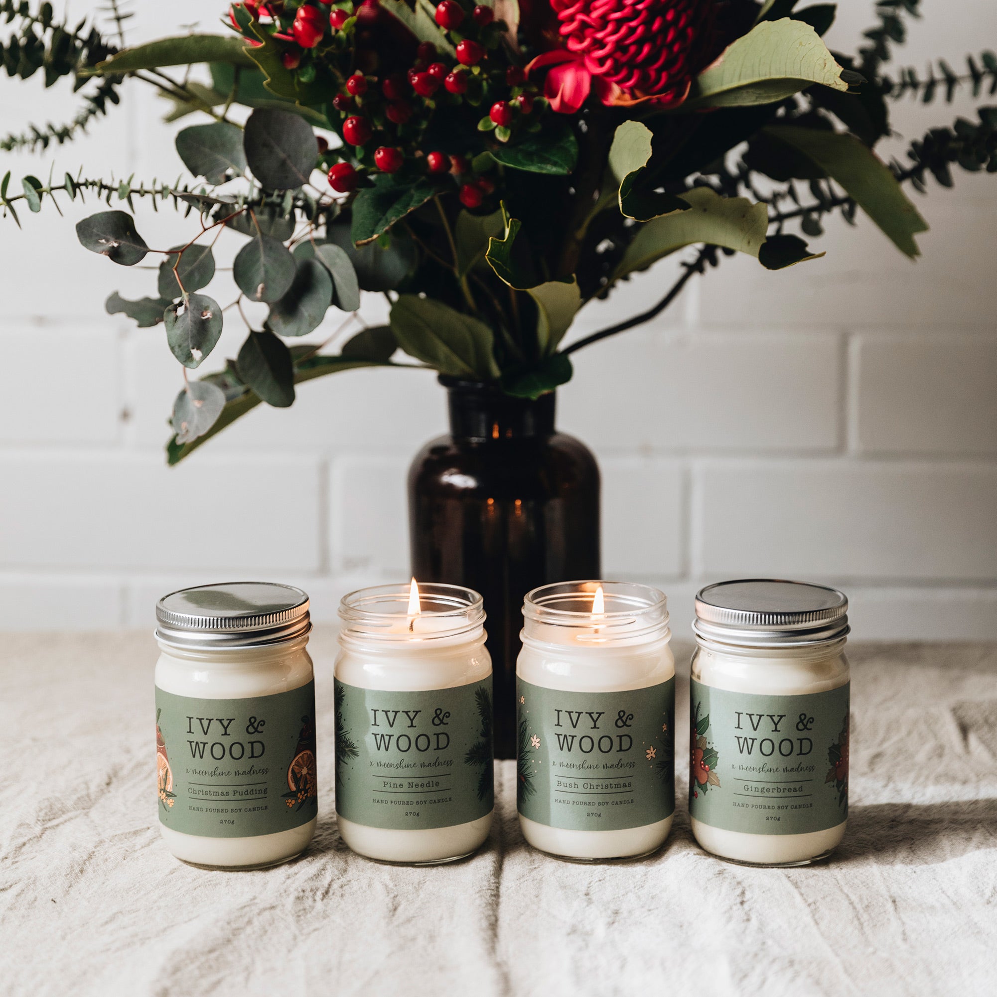 Christmas Pudding Limited Edition Mason Jar Soy Candle - Ivy & Wood - Australian Made