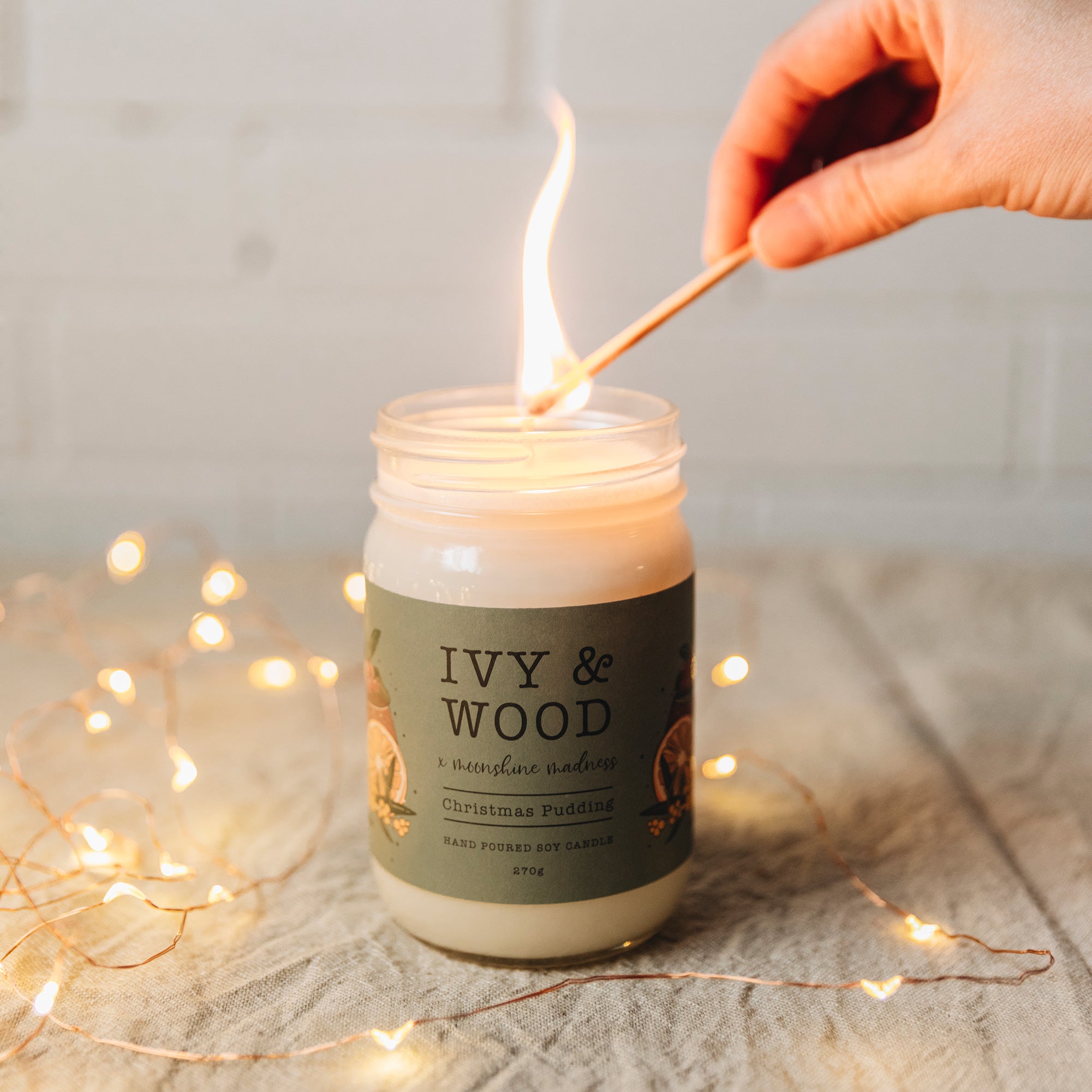 Christmas Pudding Limited Edition Mason Jar Soy Candle - Ivy & Wood - Australian Made