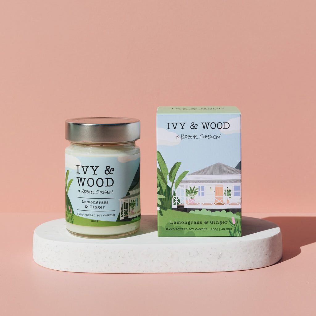 Paradiso: Lemongrass & Ginger Scented Candle - Ivy & Wood