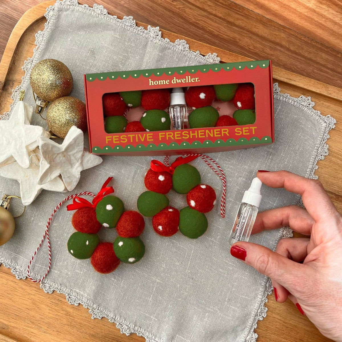 Festive Felt Scented Ornaments (Polka Dot) by Home Dweller