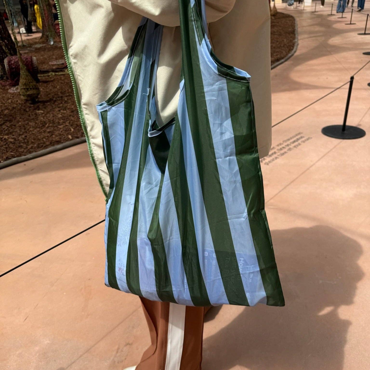 Green Blue Stripe Pocket Shopper by Project Ten