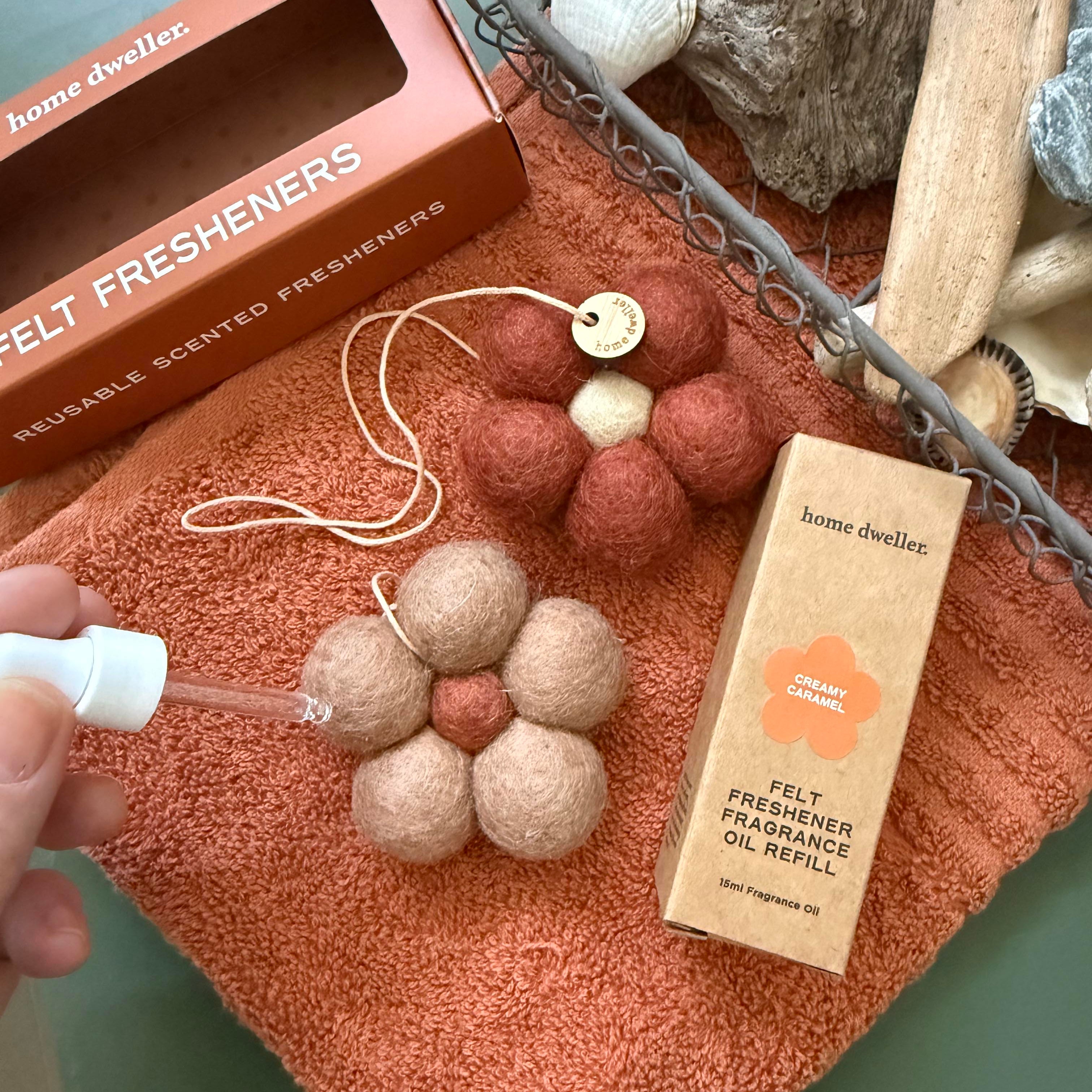 Creamy Caramel Felt Flower Home/Car Air Fresheners by Home Dweller