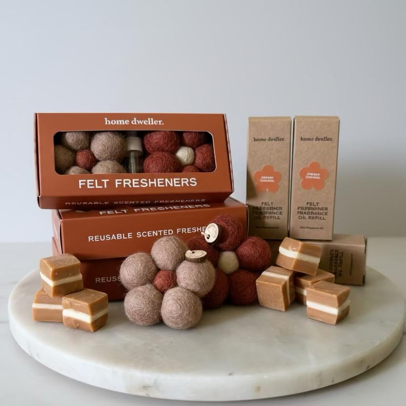 Creamy Caramel Felt Flower Home/Car Air Fresheners by Home Dweller