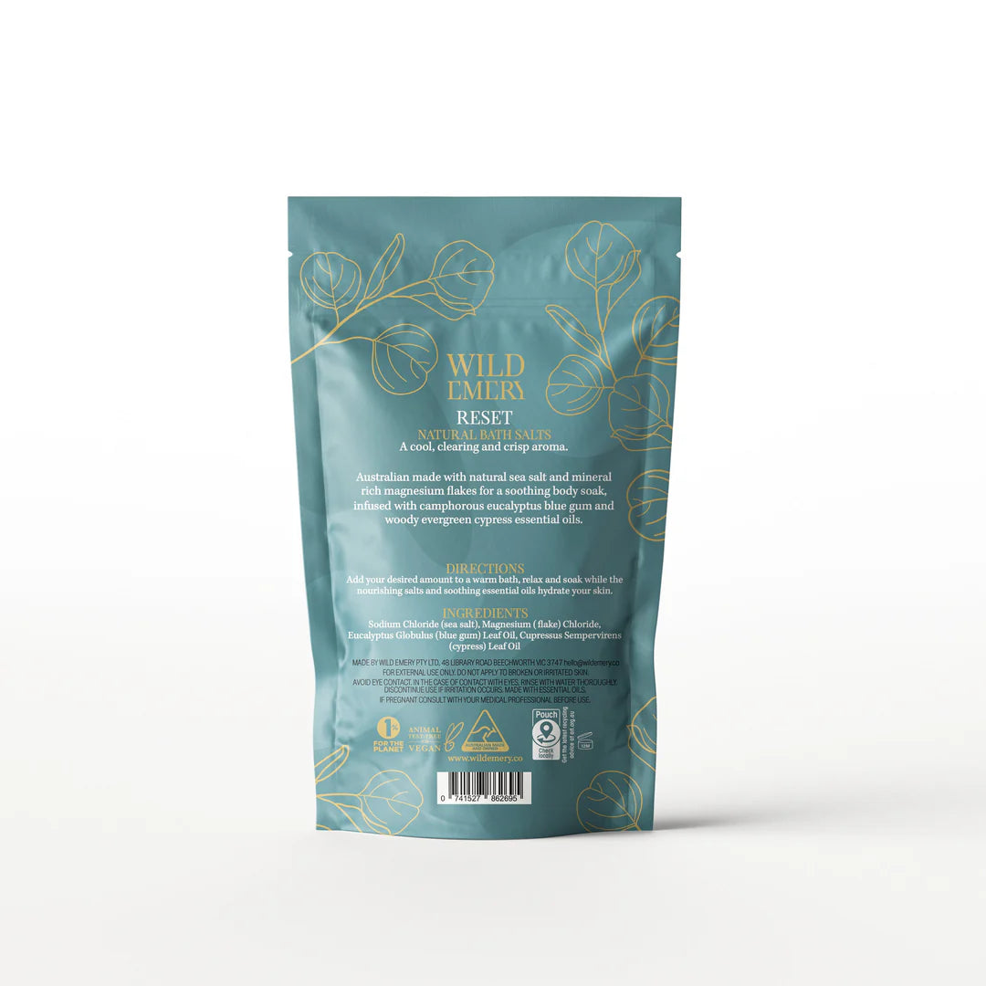 Reset (Eucalyptus & Cypress) Natural Bath Salts by Wild Emery
