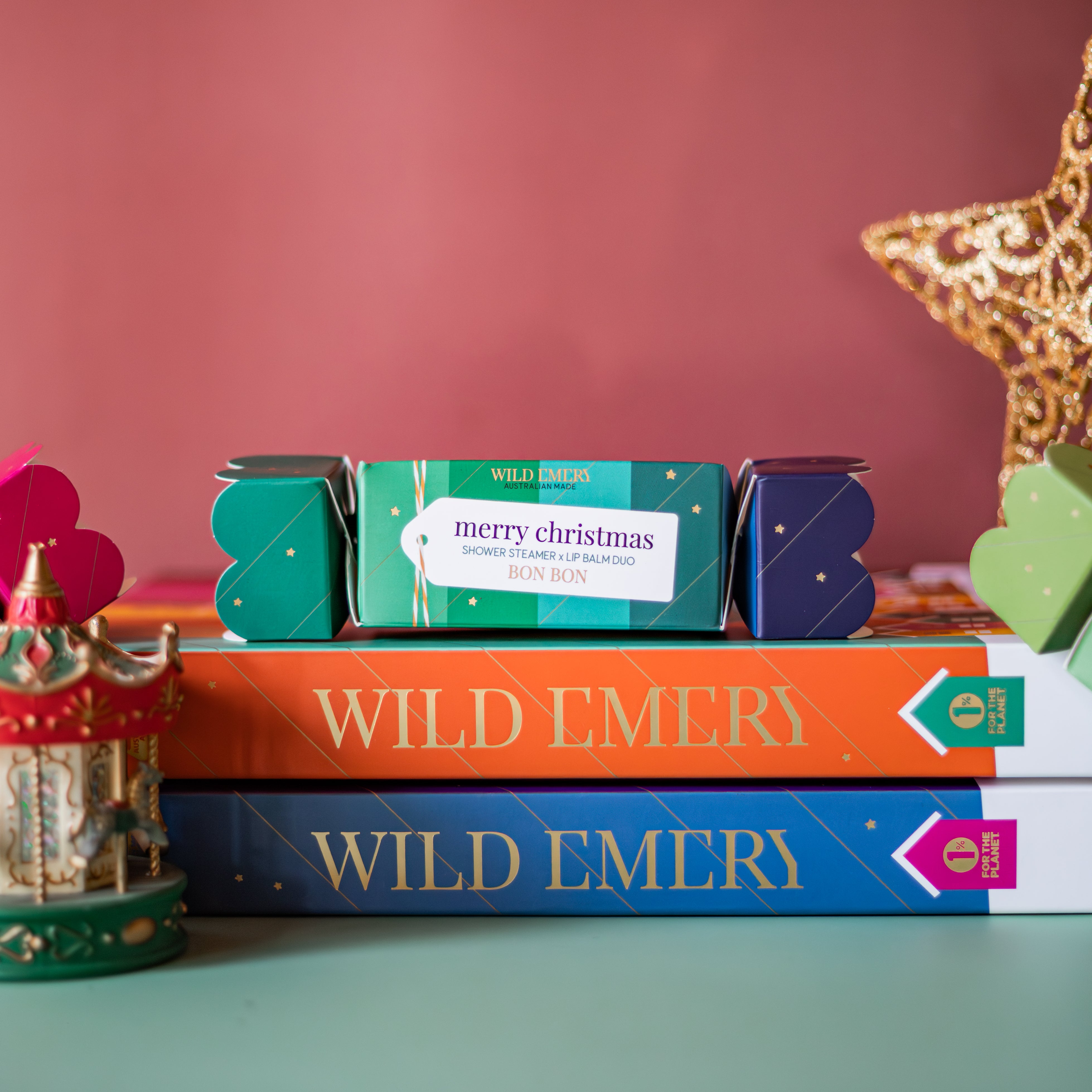 Merry Christmas Bon Bon - Shower Steamer × Mini Lip Balm Duo by Wild Emery