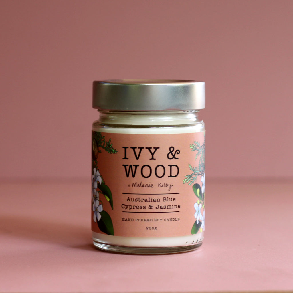 Australiana: Australian Blue Cypress & Jasmine Scented Candle - Ivy & Wood