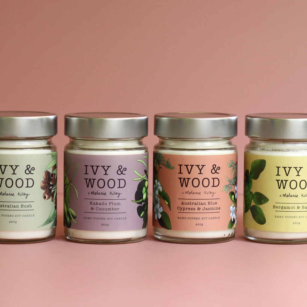 Australiana: Australian Florals Scented Candle - Ivy & Wood