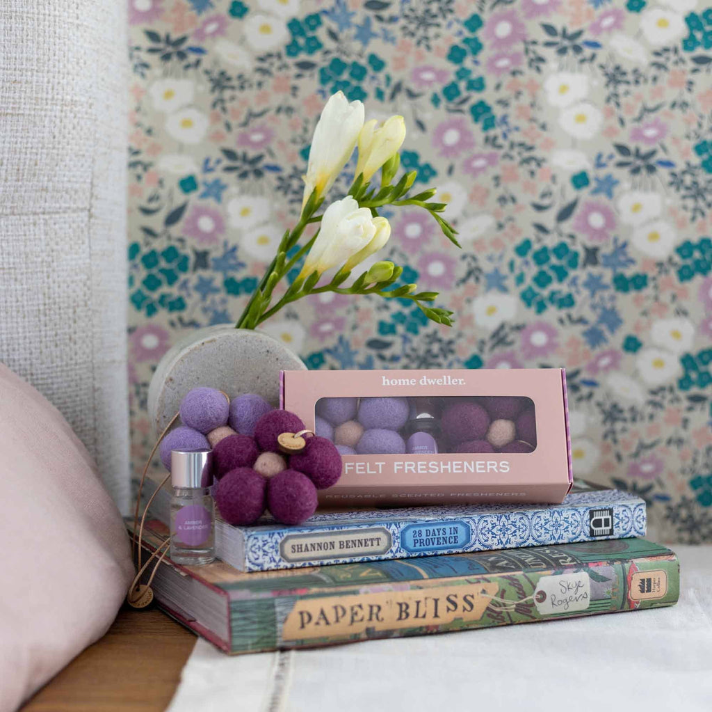 Amber & Lavender Felt Flower Fresheners by Home Dweller - Ivy & Wood