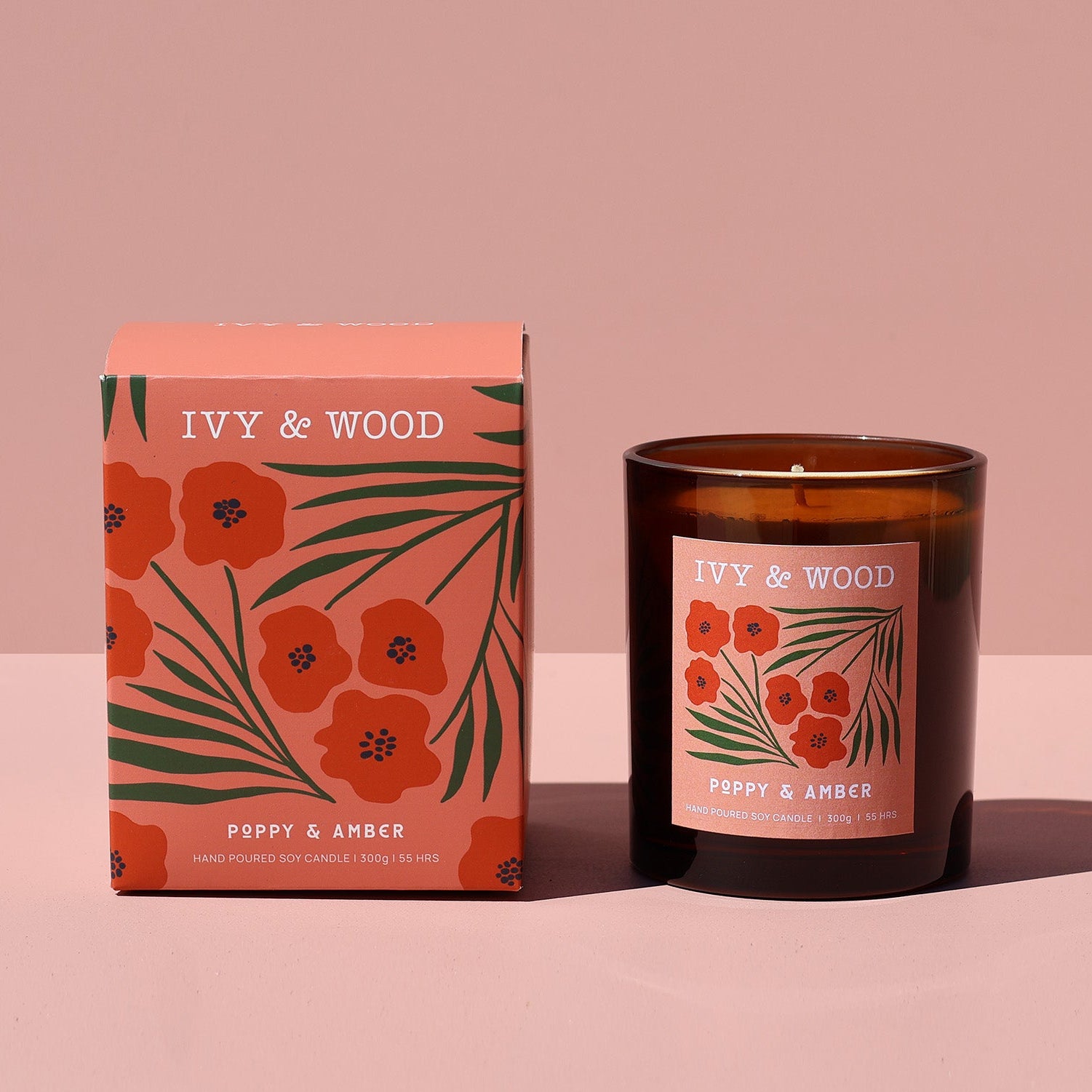 Poppy & Amber Scented Candle - Ivy & Wood