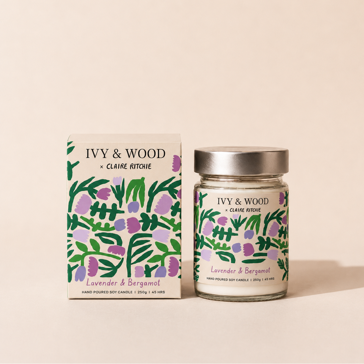 Lavender & Bergamot Hand Poured Soy Candle | Bloom x Claire Ritchie 