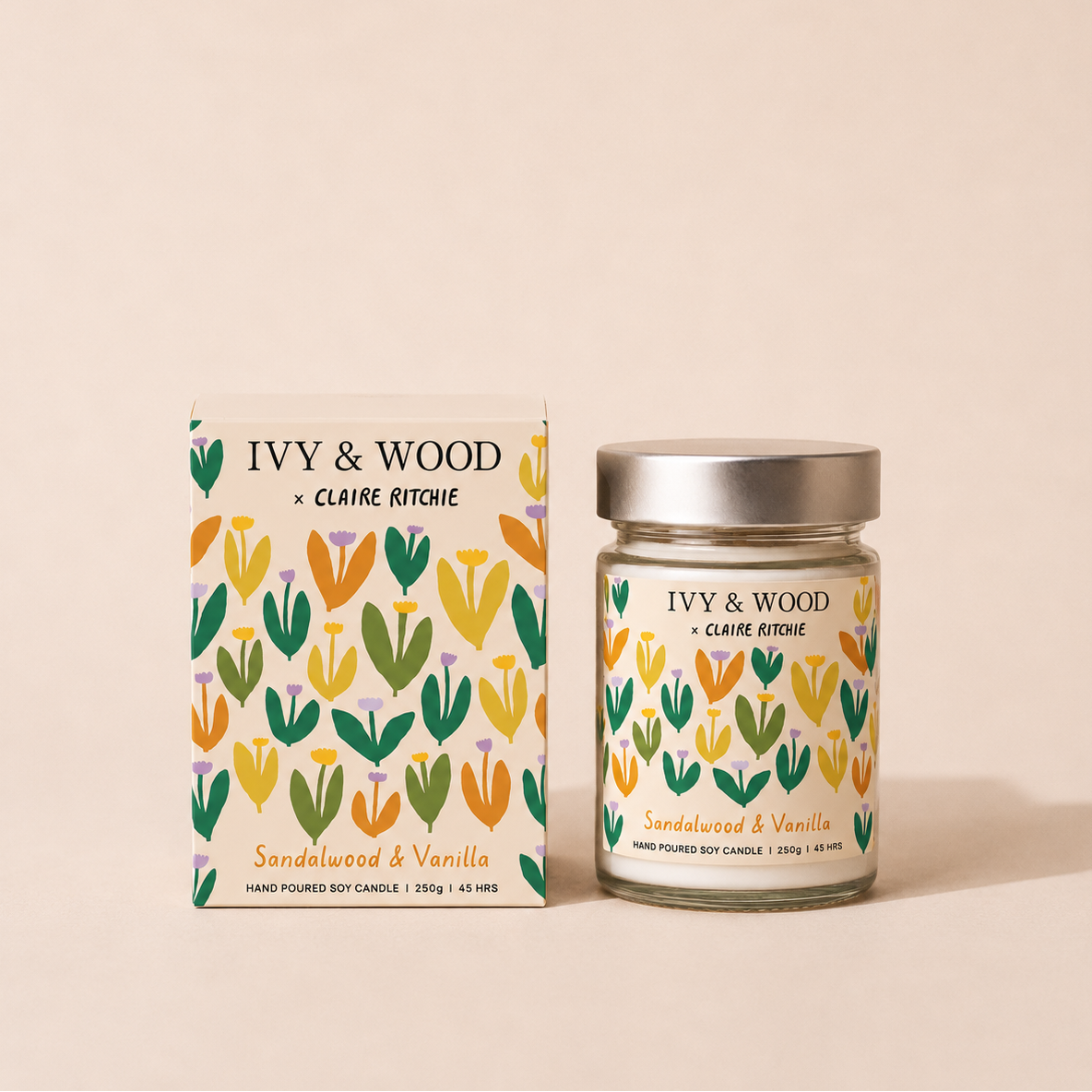 Sandalwood & Vanilla Hand Poured Soy Candle