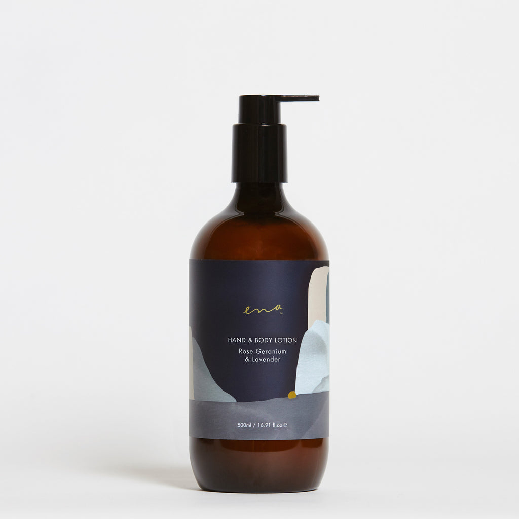 Natural Hand & Body Lotion (Rose Geranium & Lavender) by Ena