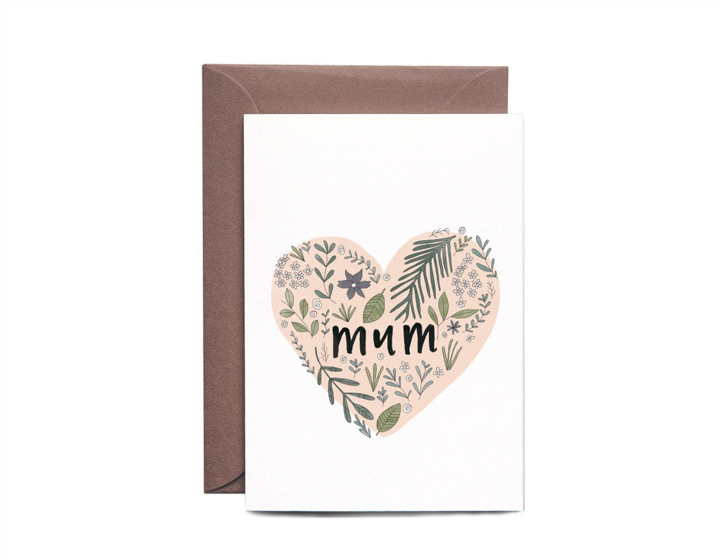 Mum Botanical Heart Greeting Card by In The Daylight - Ivy & Wood