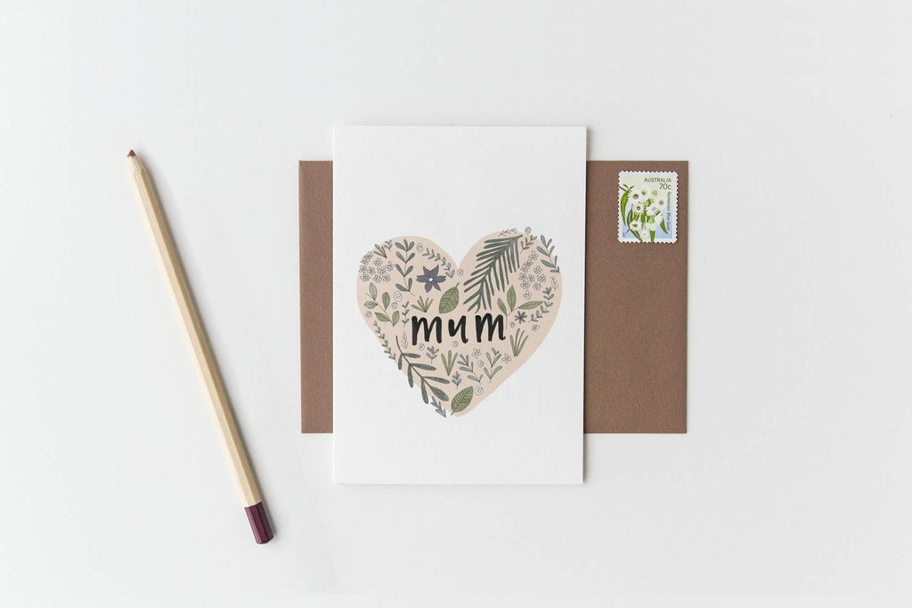 Mum Botanical Heart Greeting Card by In The Daylight - Ivy & Wood