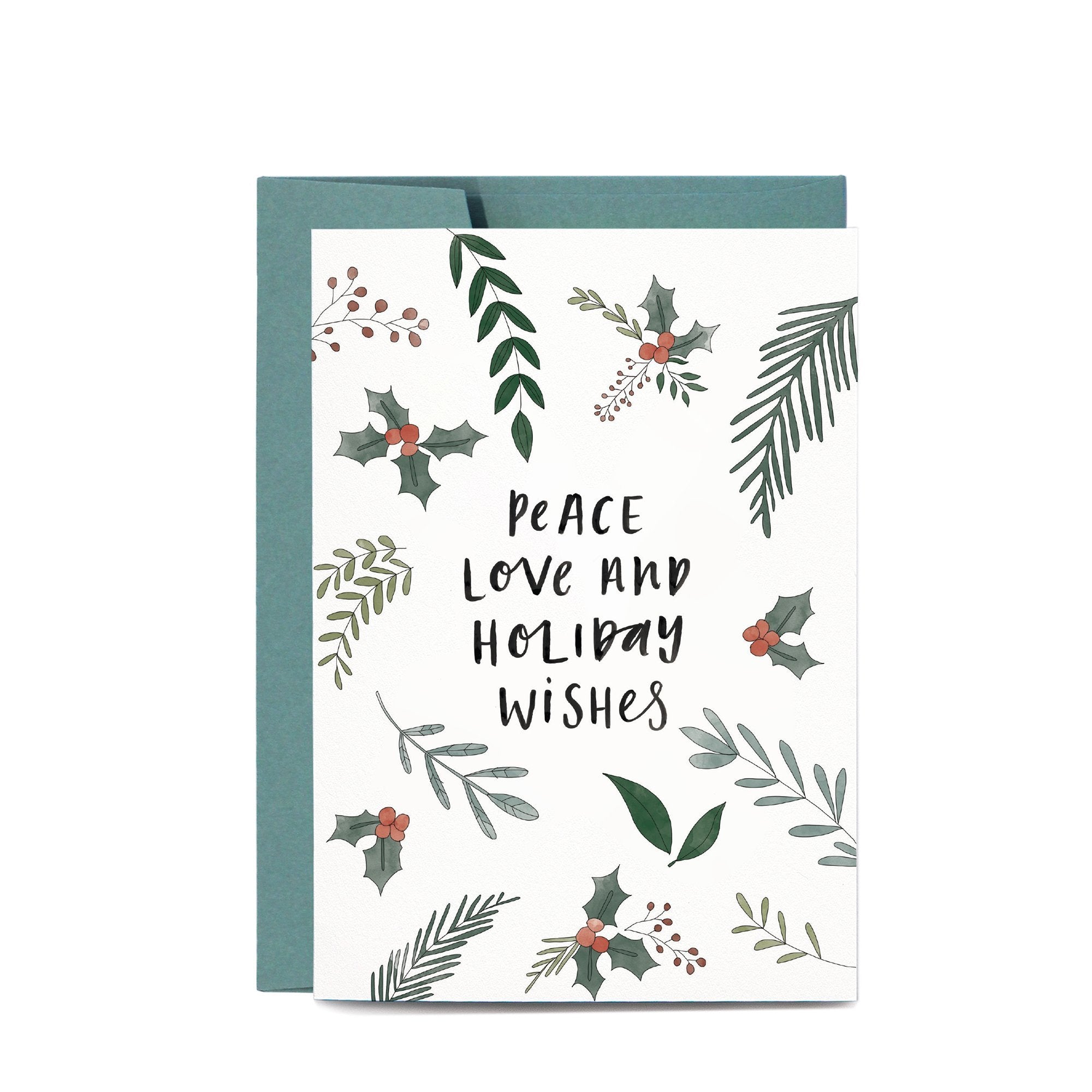 Peace Love Wishes Christmas Greeting Card by In The Daylight - Ivy & Wood