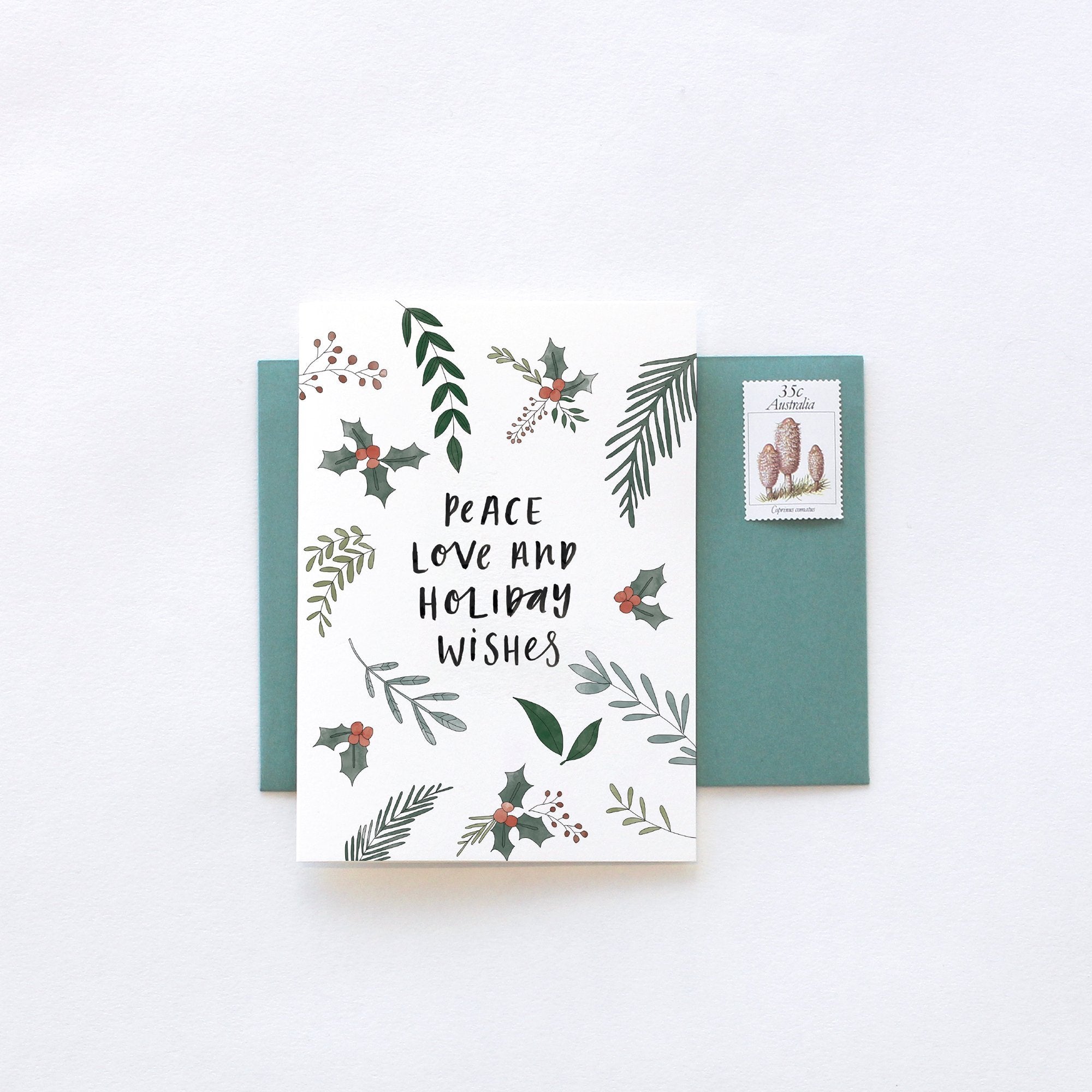 Peace Love Wishes Christmas Greeting Card by In The Daylight - Ivy & Wood