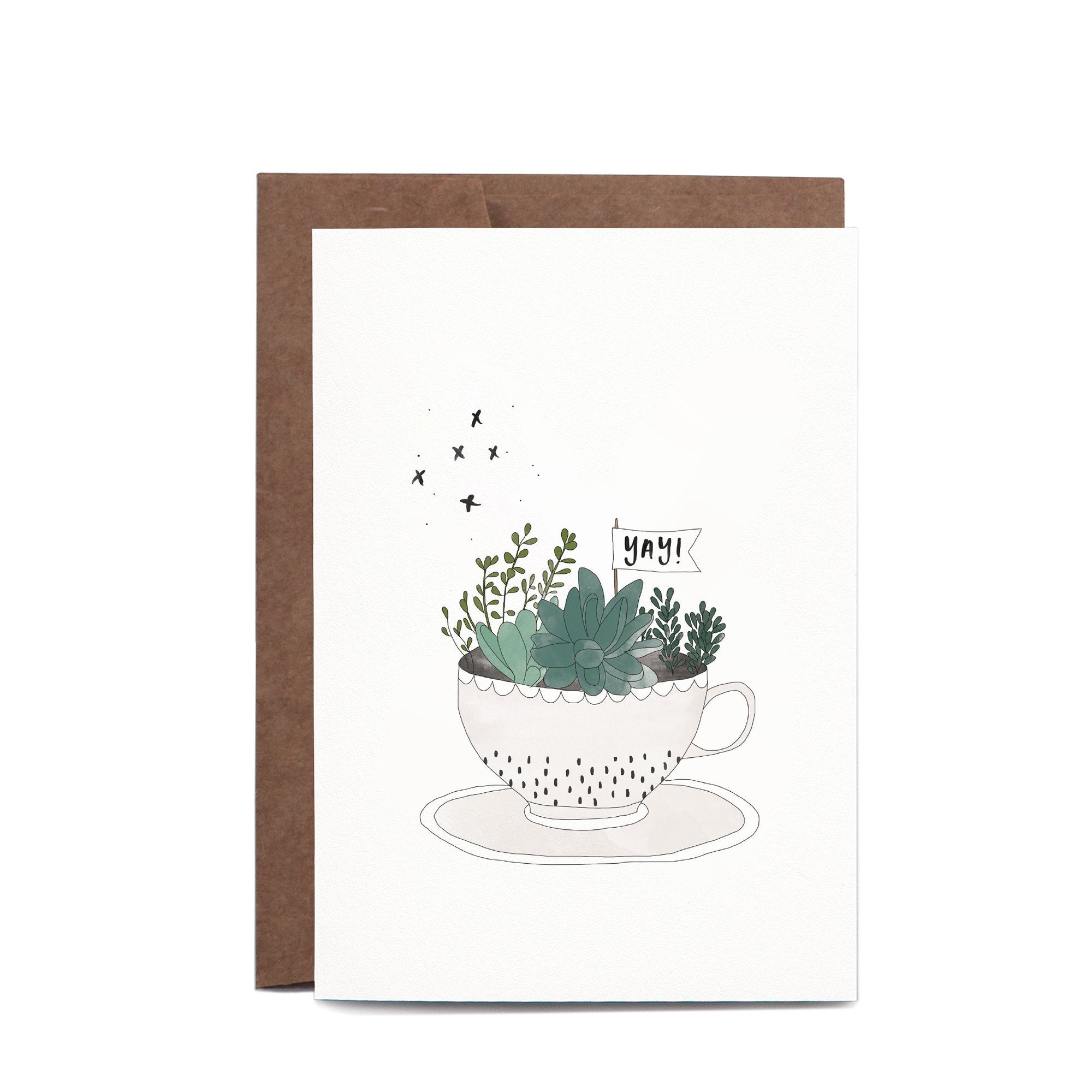 Yay Teacup Greeting Card by In The Daylight - Ivy & Wood