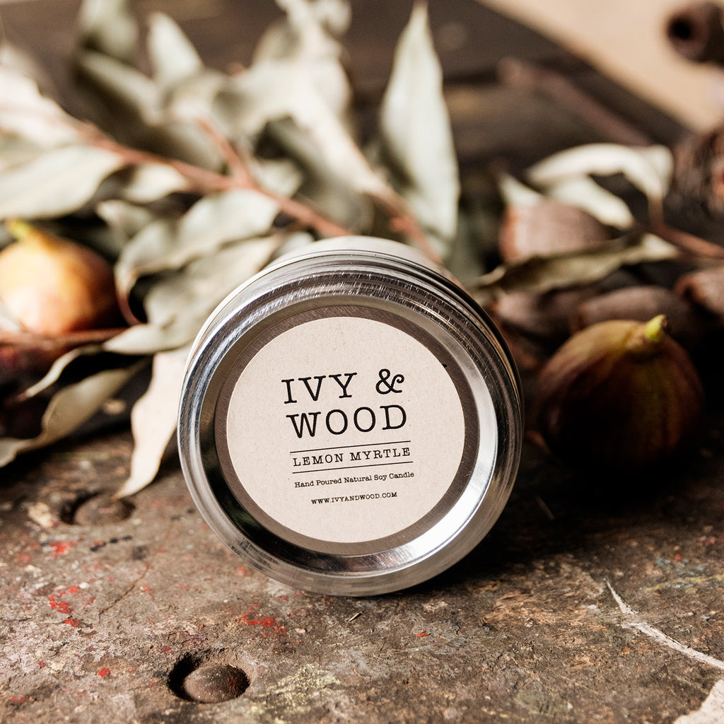 Lemon Myrtle Mason Jar Soy Candle - Ivy & Wood - Australian Made